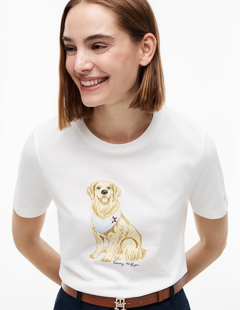 Playera manga corta Dog cuello redondo para mujer 3