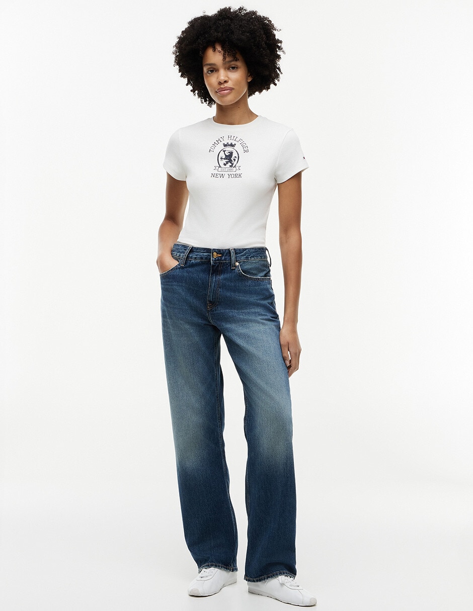 Playera manga corta Garment Dye cuello redondo para mujer 2
