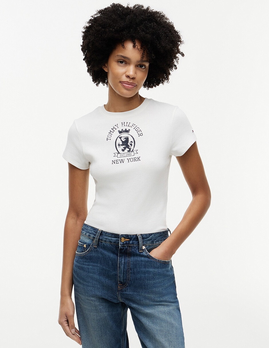 Playera manga corta Garment Dye cuello redondo para mujer Playera manga corta Garment Dye cuello redondo para mujer