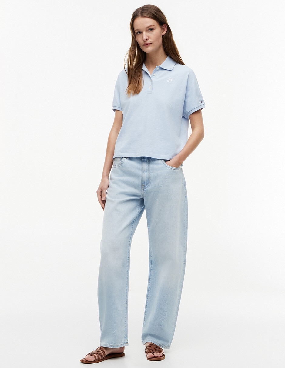 Jeans straight corte cintura para mujer 2