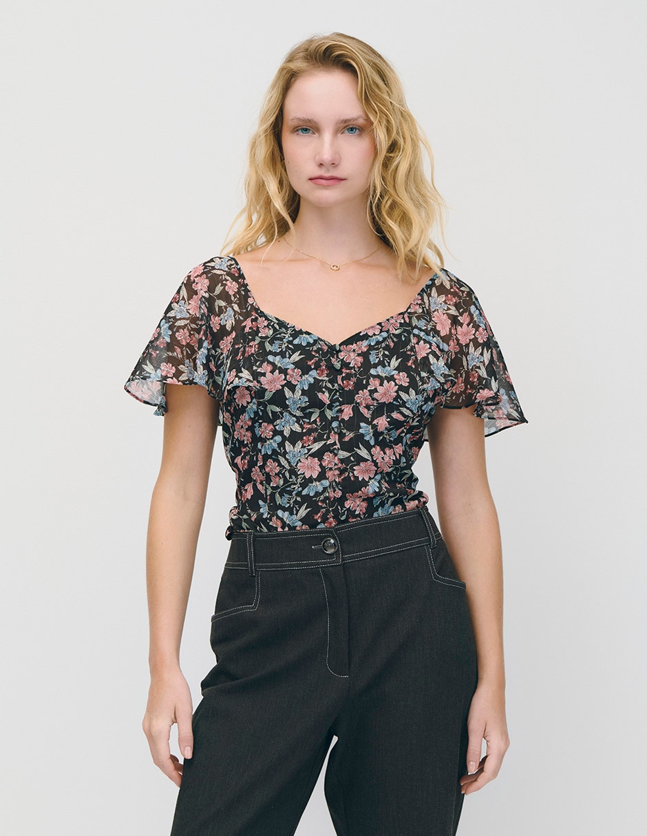 Blusa manga corta para mujer