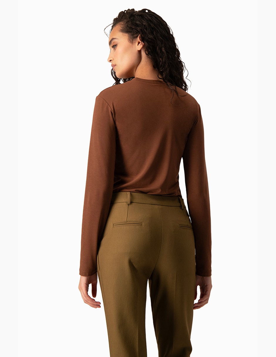 Playera manga larga cuello redondo para mujer 2