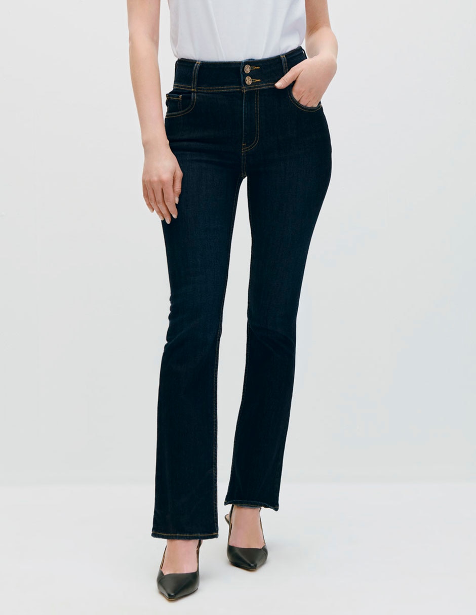 Jeans regular boot boot corte cintura alta para mujer
