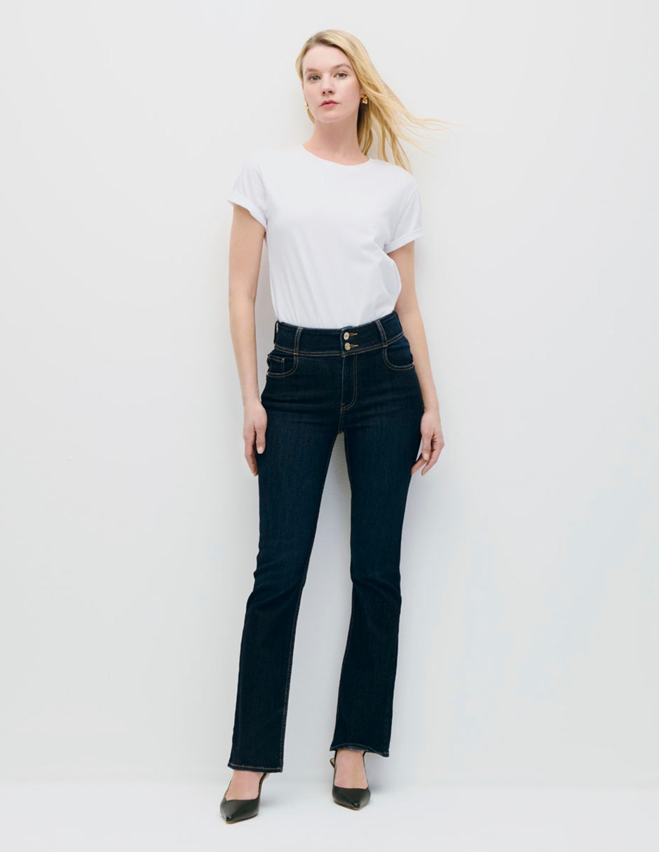 Jeans regular boot boot corte cintura alta para mujer 2