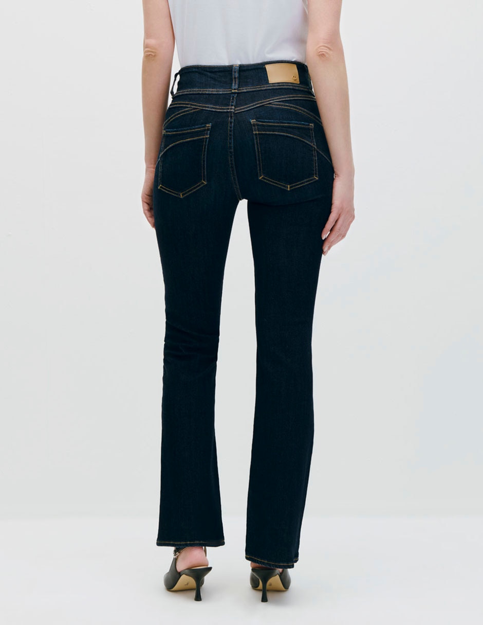 Jeans regular boot boot corte cintura alta para mujer 3