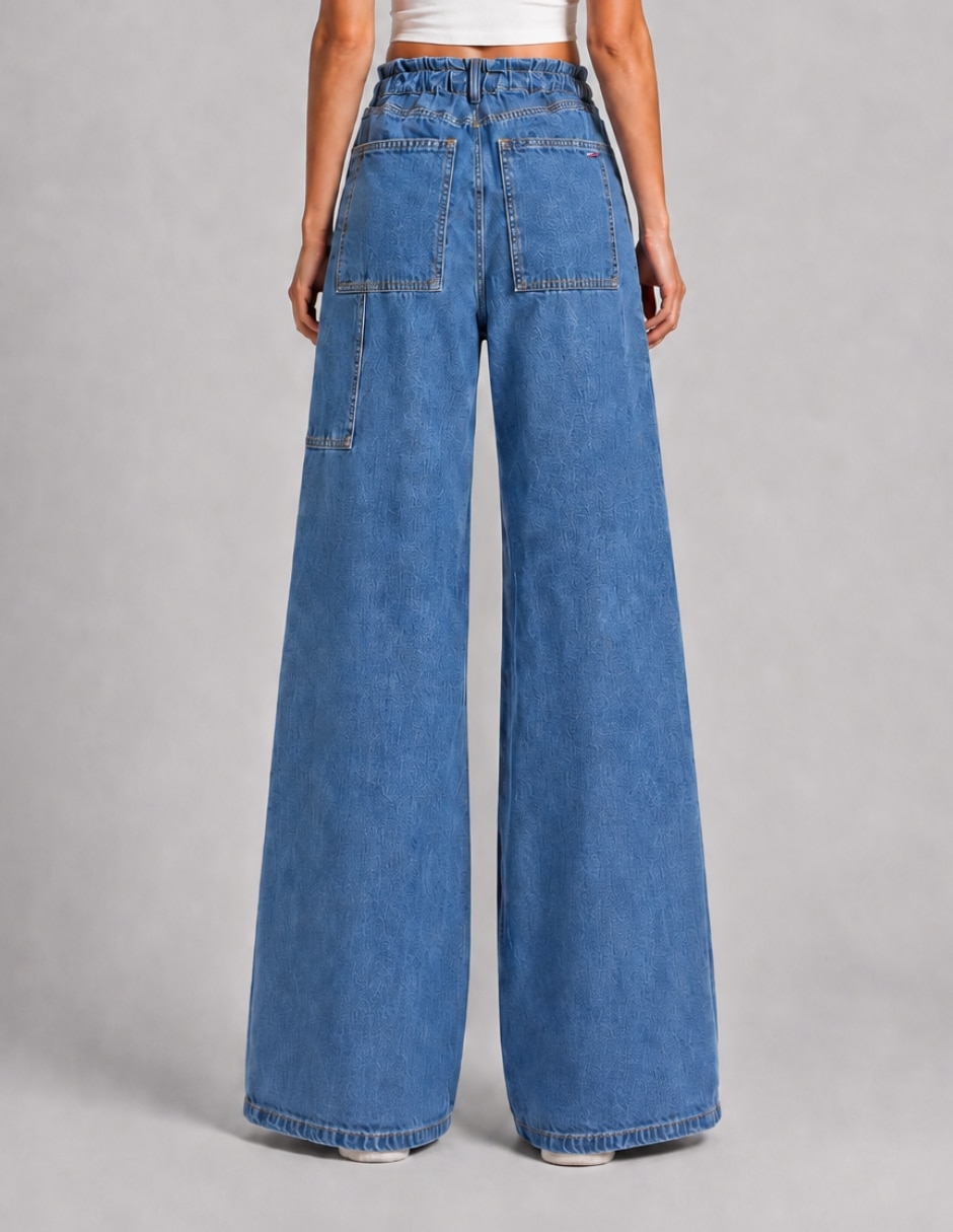 Jeans wide leg 25219-d parches para mujer