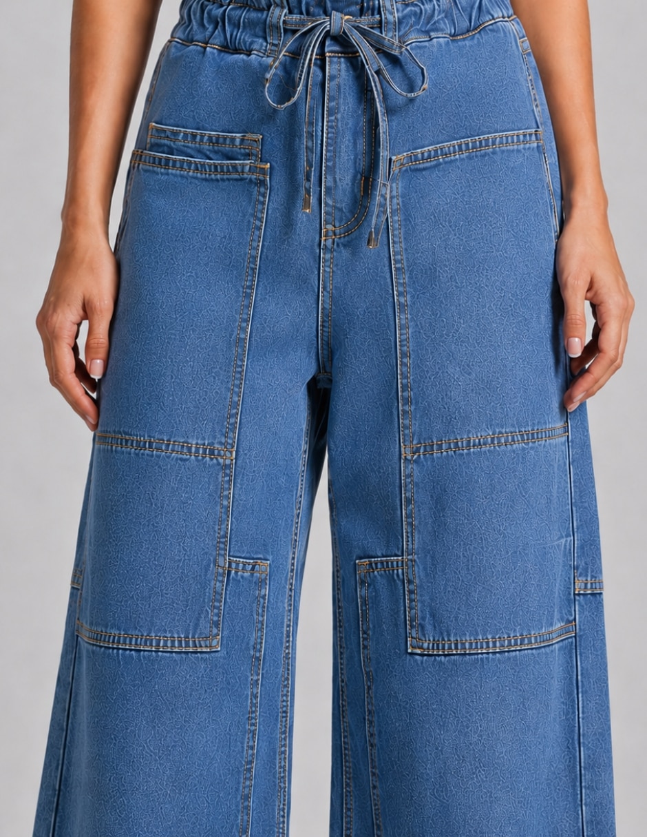 Jeans wide leg 25219-d parches para mujer