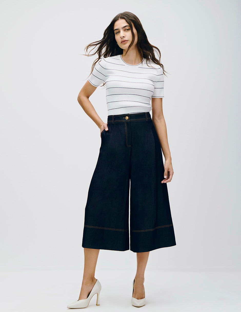 Pantalón coulotte amplio para mujer 2
