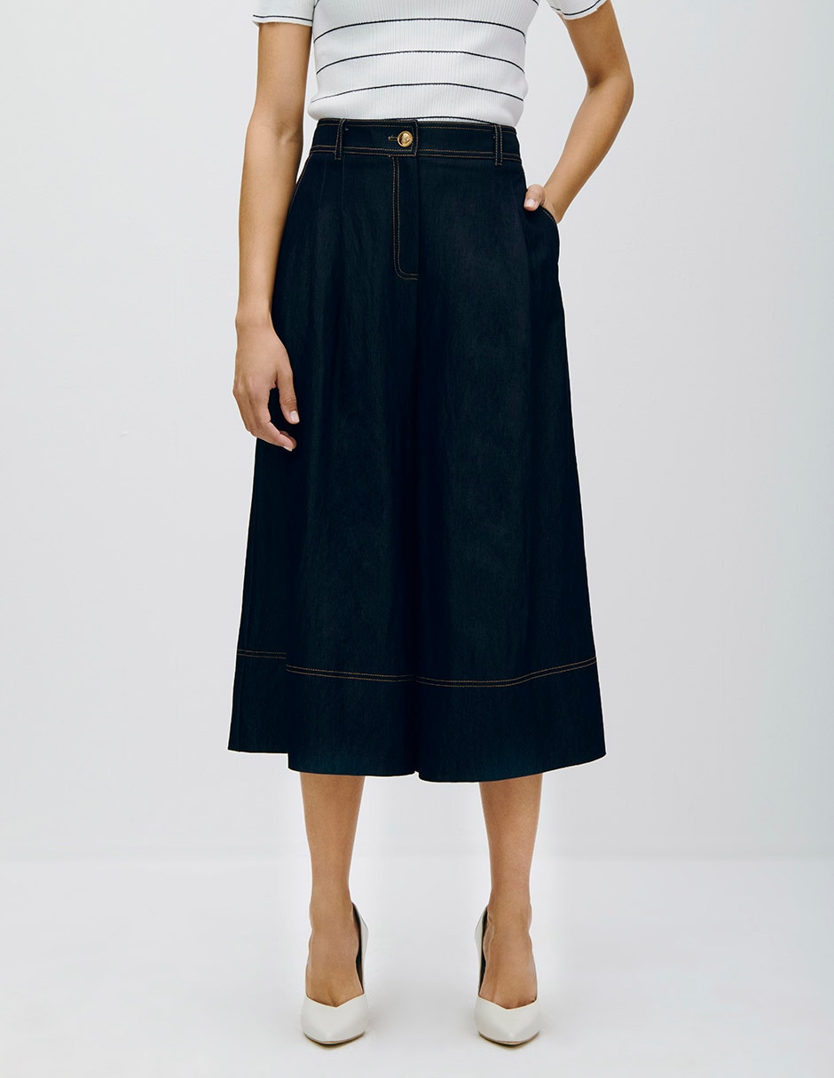 Pantalón coulotte amplio para mujer