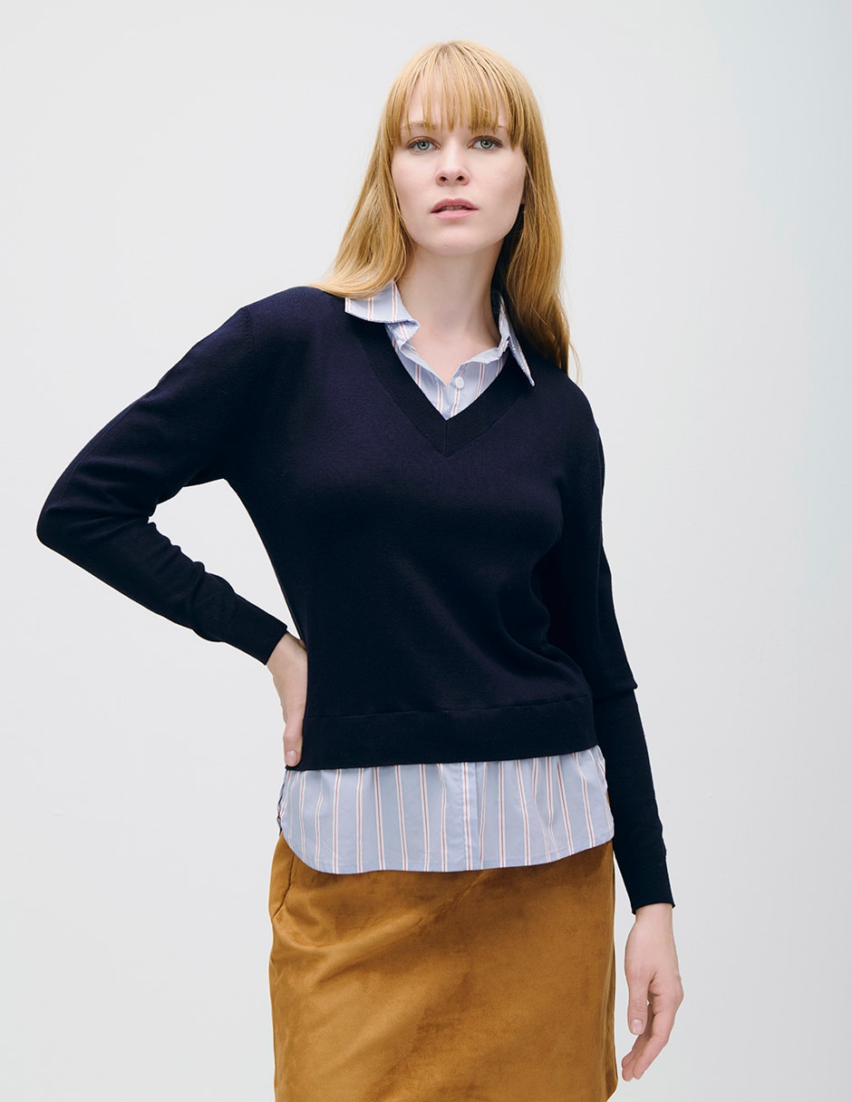 Suéter cuello v para mujer