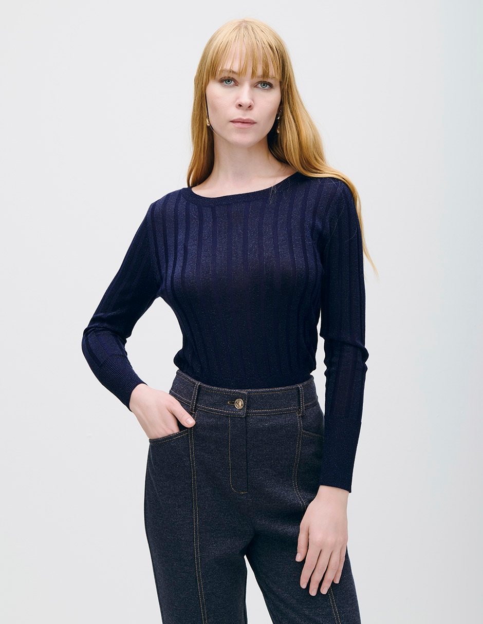 Suéter cuello ojal para mujer