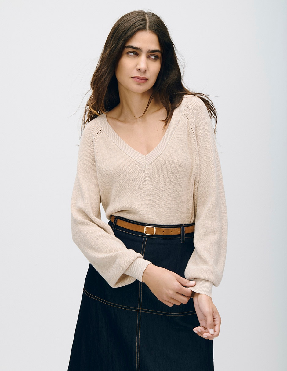Suéter cuello v para mujer