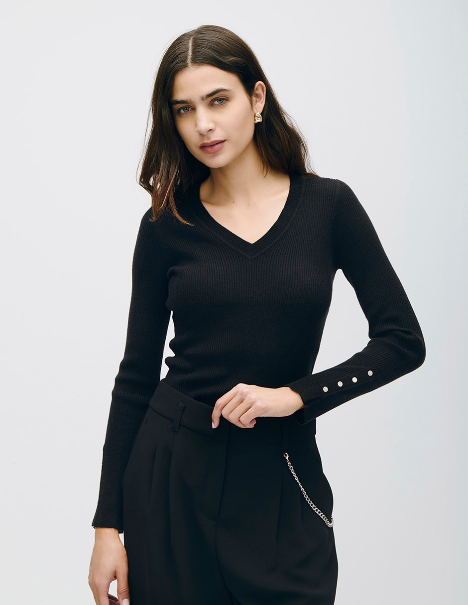 Suéter cuello con escote para mujer Suéter cuello con escote para mujer