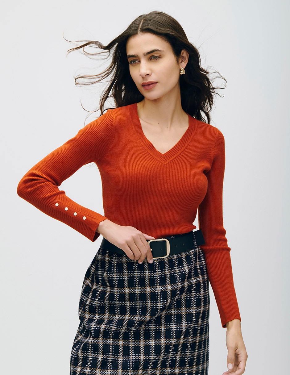 Suéter cuello con escote para mujer