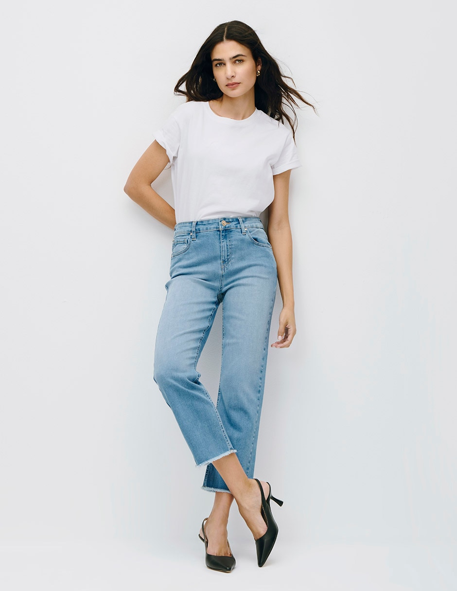 Jeans straight cintura para mujer 2