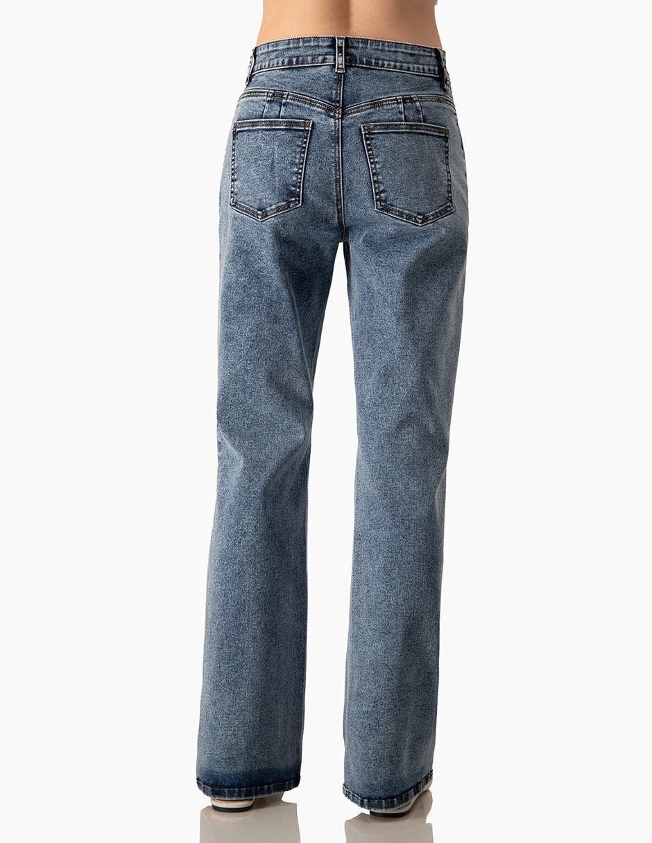 Jeans regular campana corte cintura para mujer 2