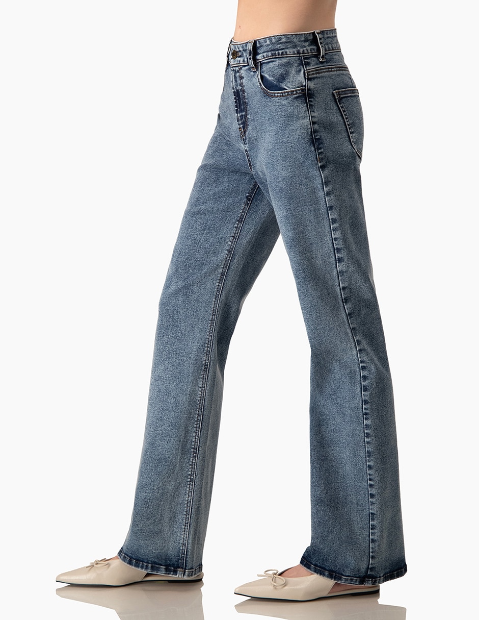 Jeans regular campana corte cintura para mujer 3