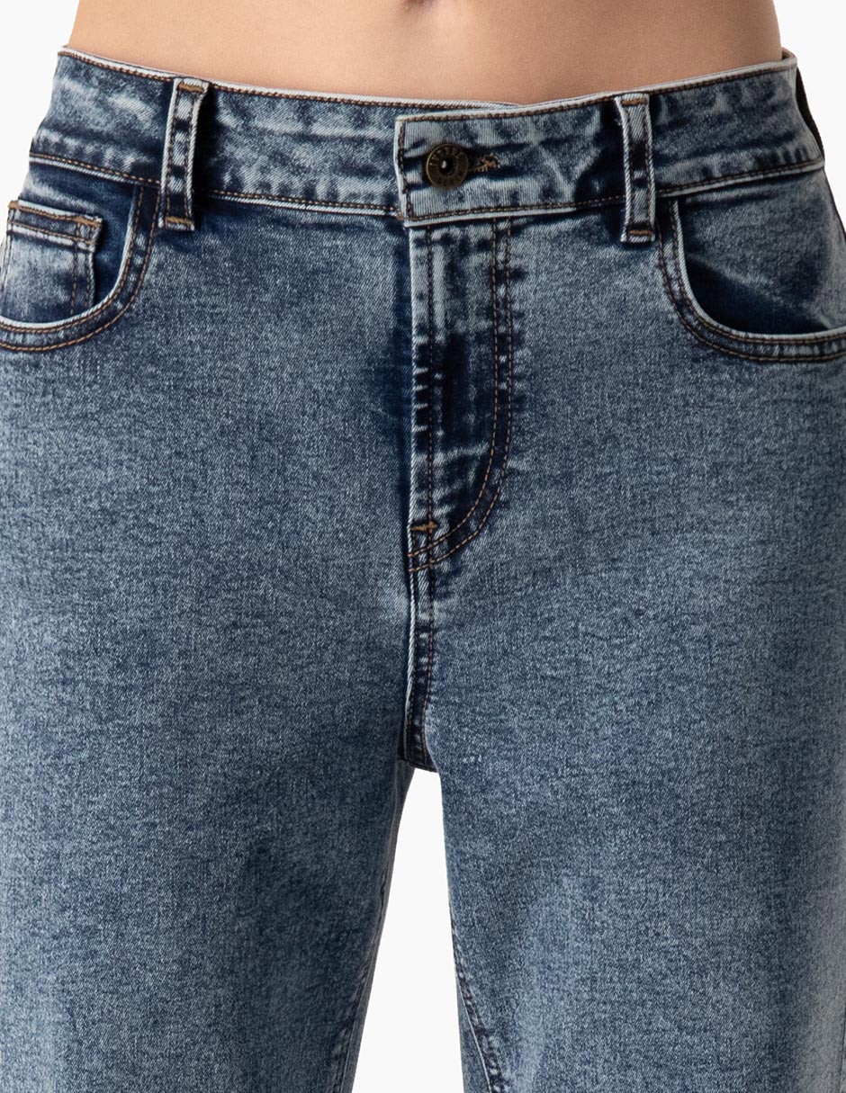 Jeans regular campana corte cintura para mujer 5