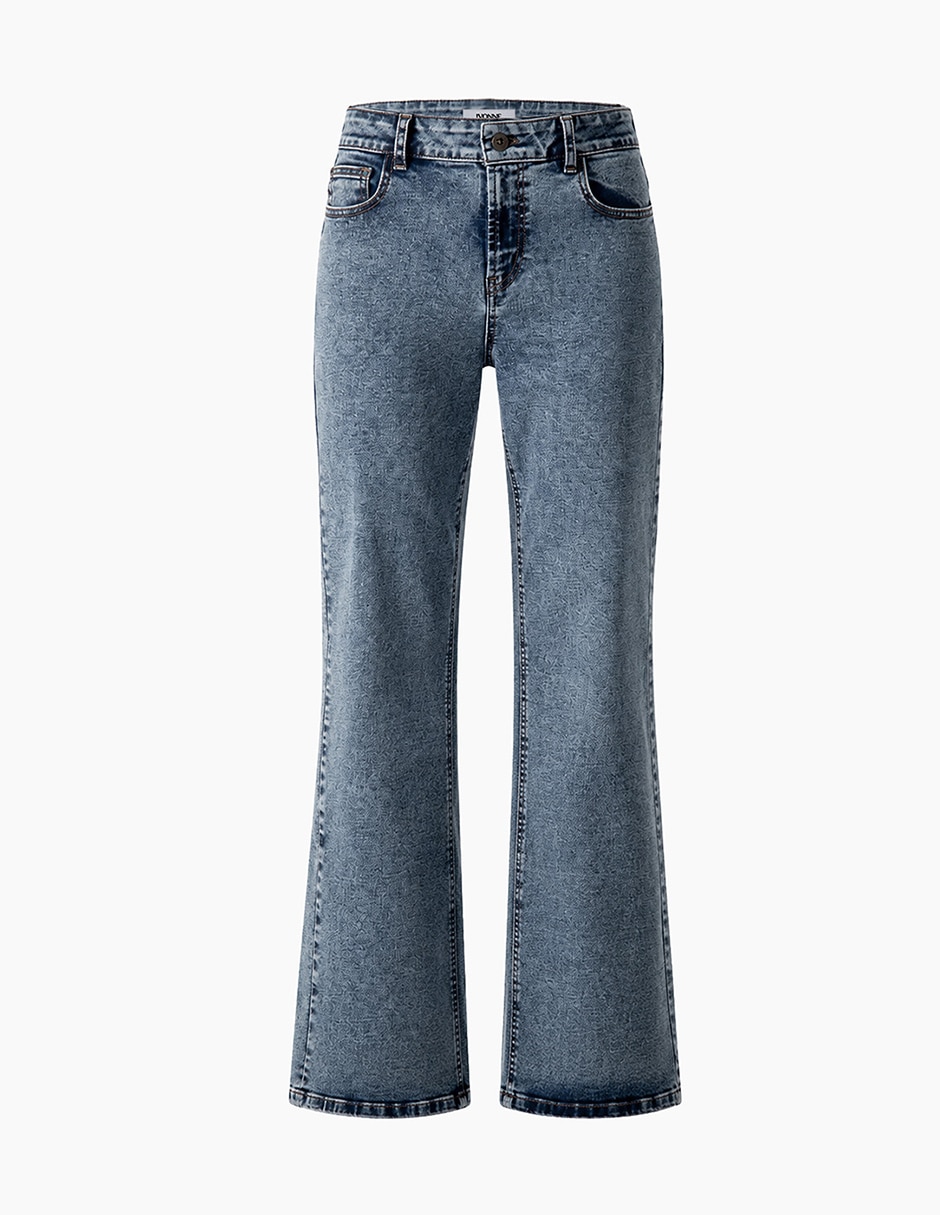 Jeans regular campana corte cintura para mujer 6