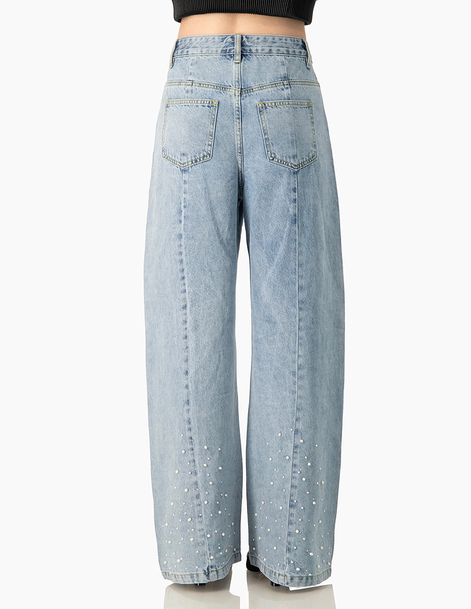 Jeans regular mom corte cintura para mujer 2