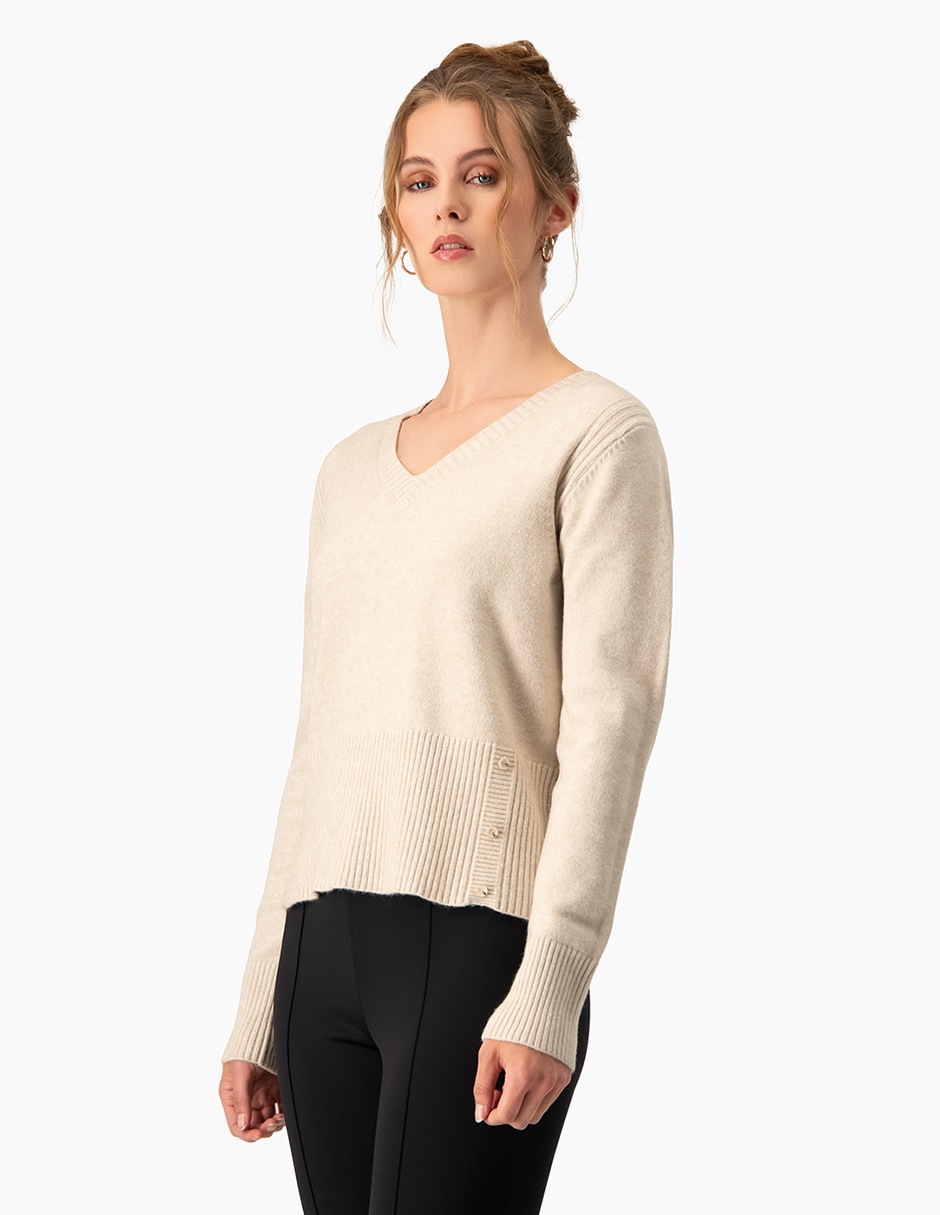 Suéter cuello V para mujer 3