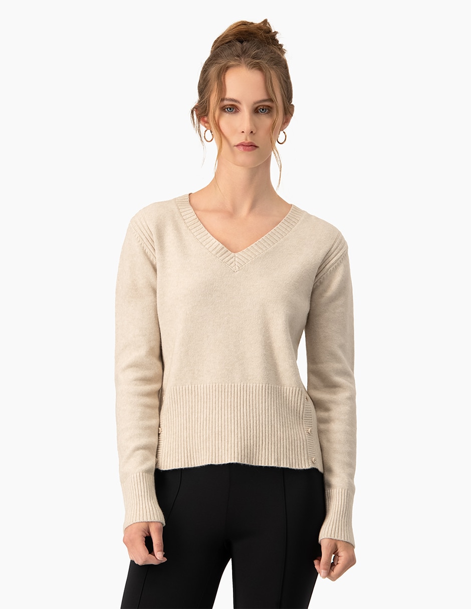 Suéter cuello V para mujer