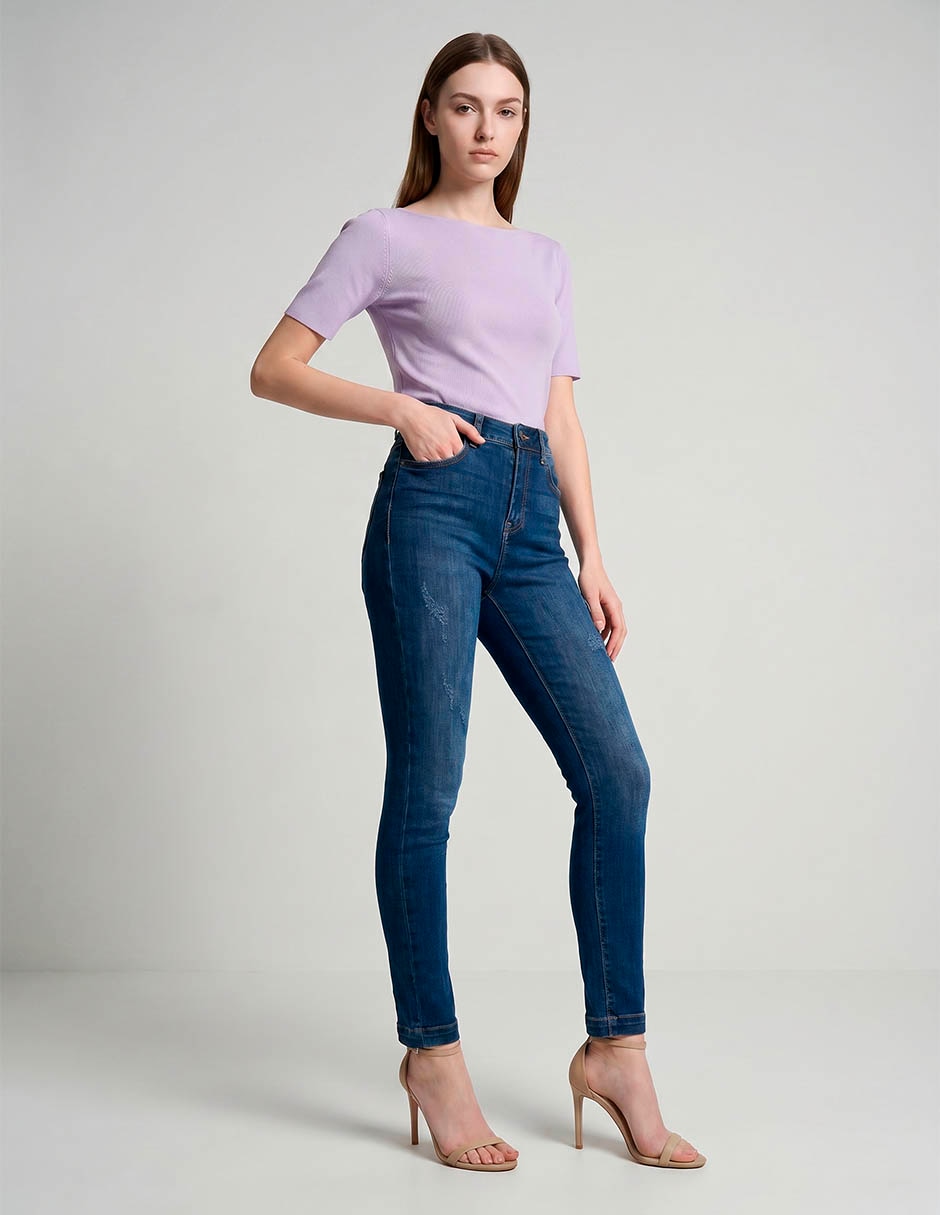 Jeans skinny corte a la cintura para mujer Jeans skinny corte a la cintura para mujer