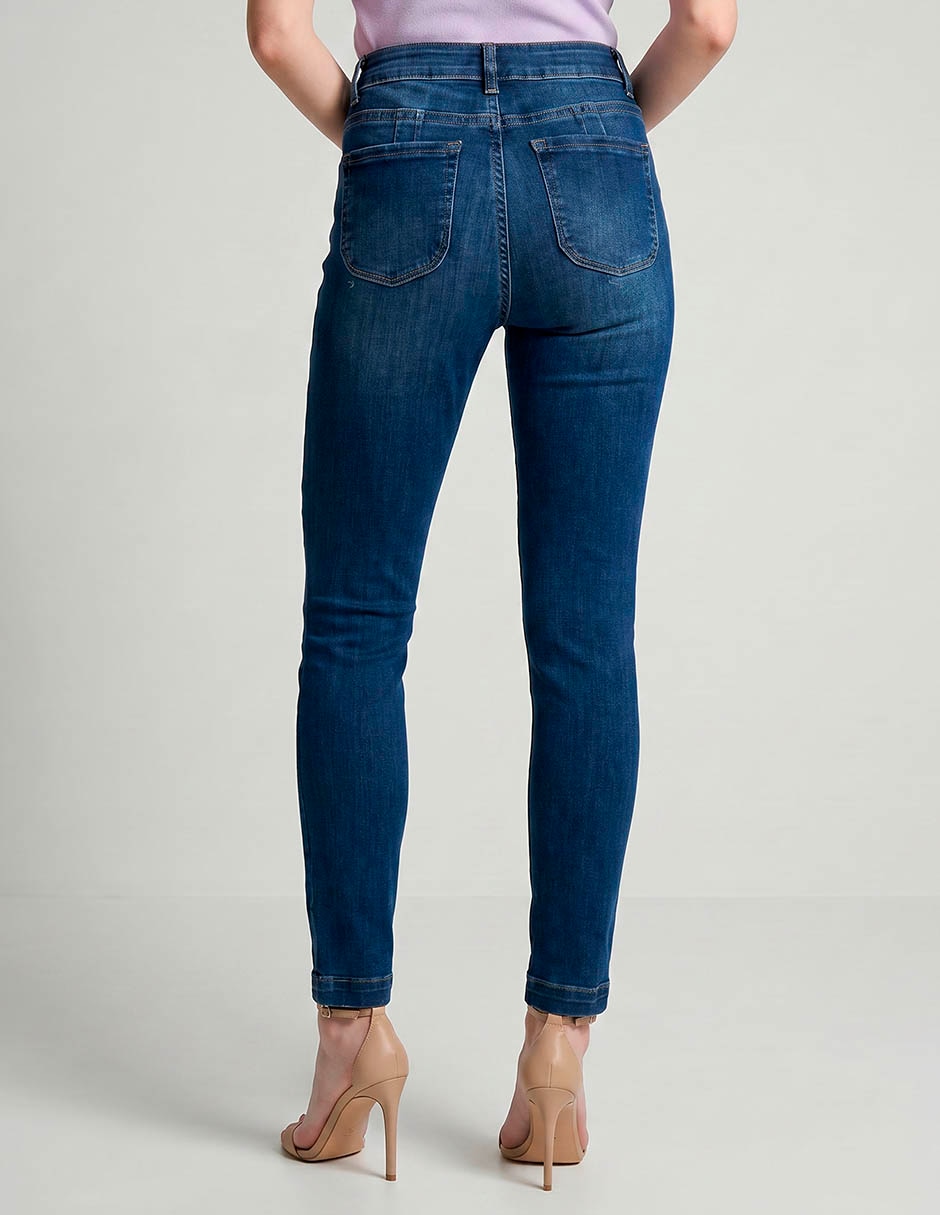 Jeans skinny corte a la cintura para mujer 2
