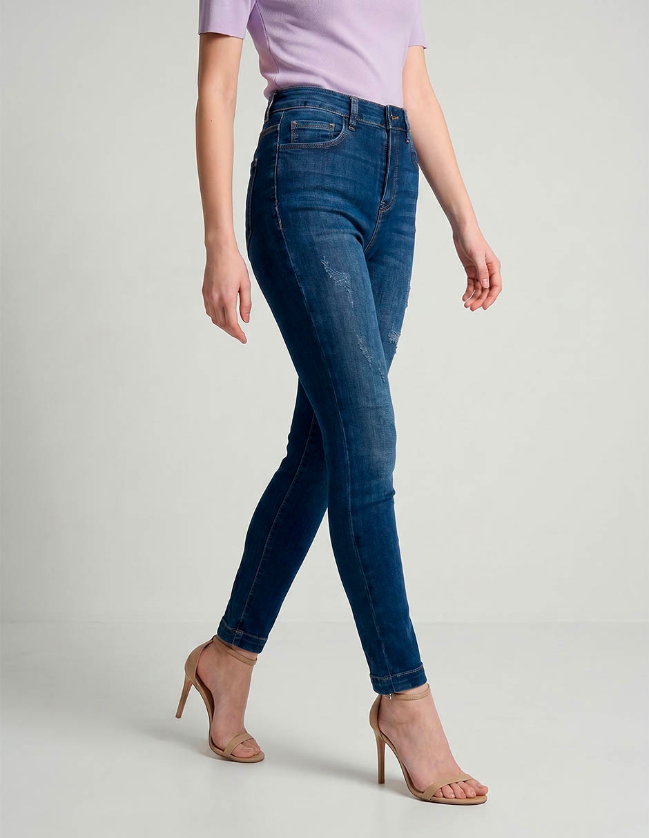 Jeans skinny corte a la cintura para mujer 3
