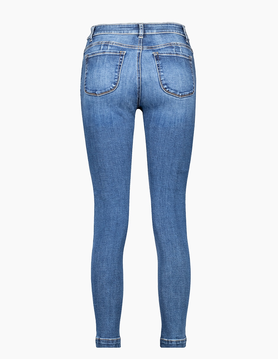 Jeans skinny corte a la cintura para mujer 6
