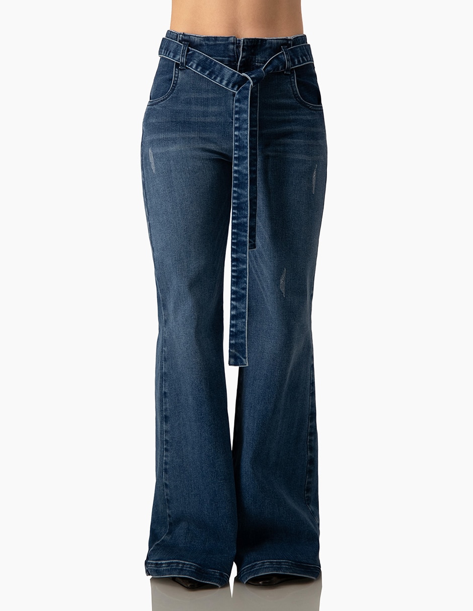 Jeans regular campana corte cintura para mujer Jeans regular campana corte cintura para mujer