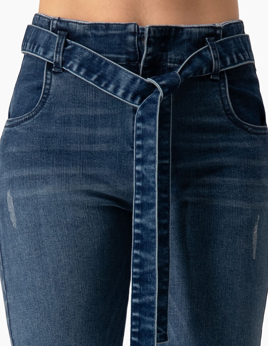 Jeans regular campana corte cintura para mujer 5