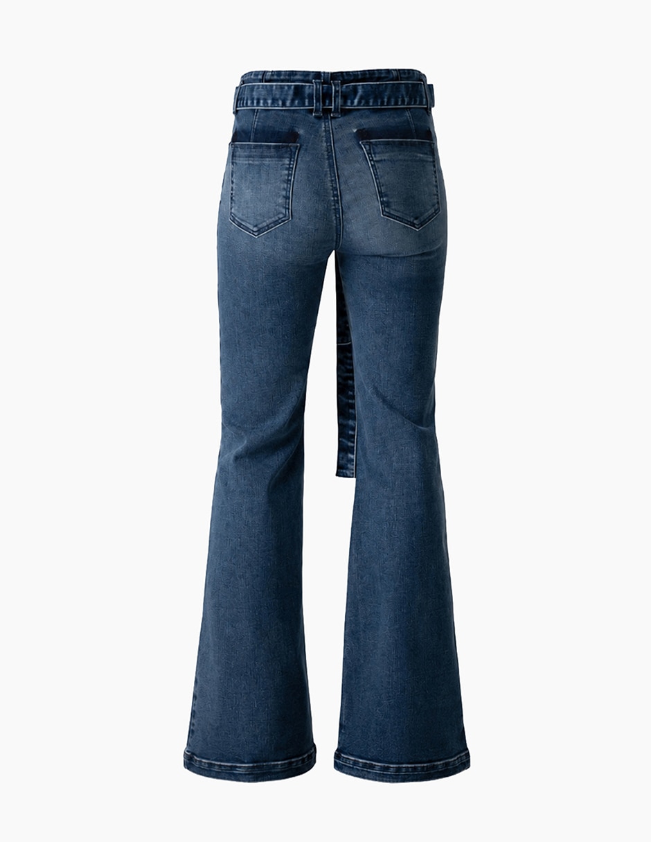 Jeans regular campana corte cintura para mujer 7