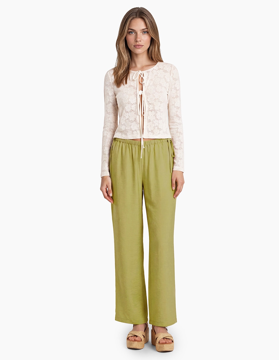 Pantalón regular amplio para mujer 4