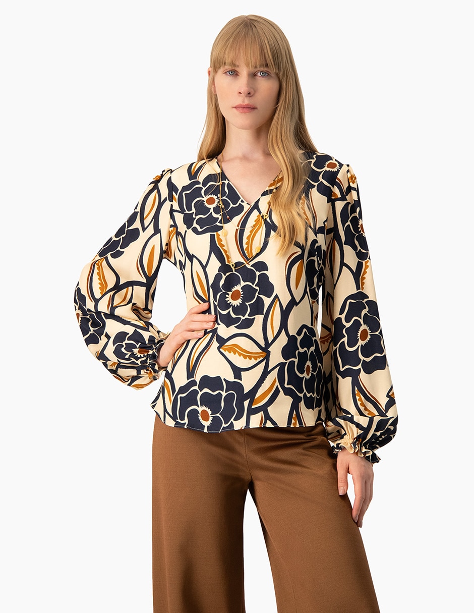 Blusa ivonne manga larga para mujer