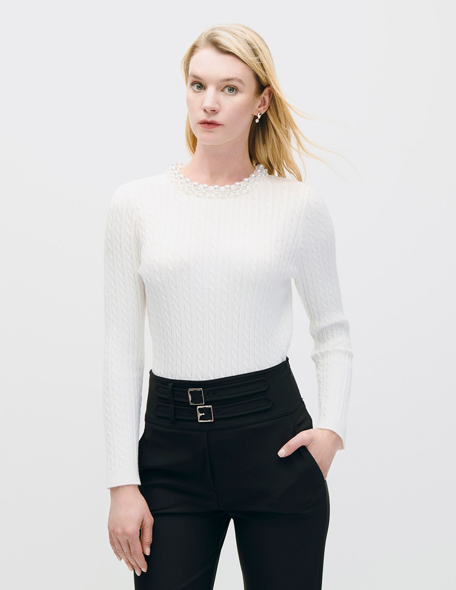 Suéter cuello redondo para mujer
