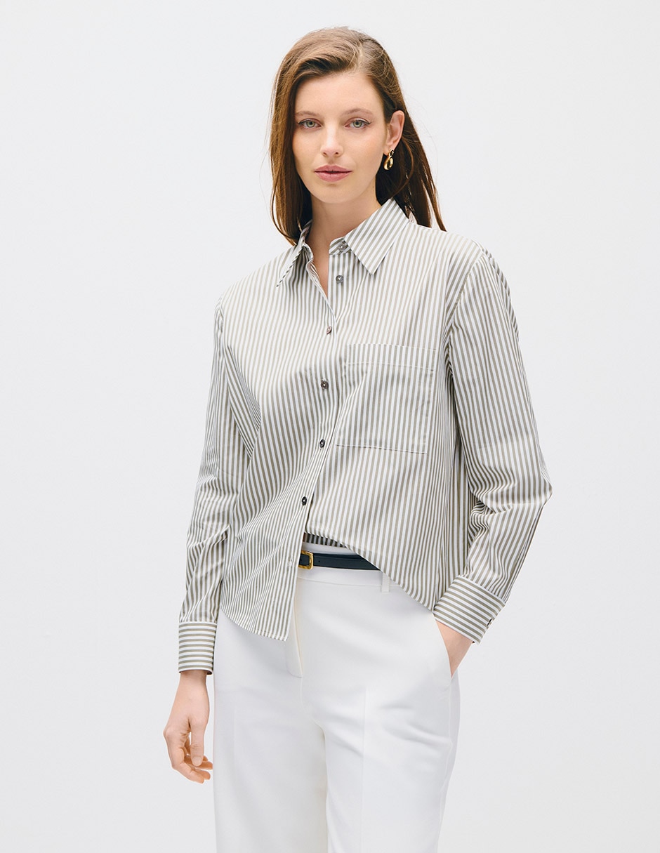 Blusa camisa manga larga para mujer