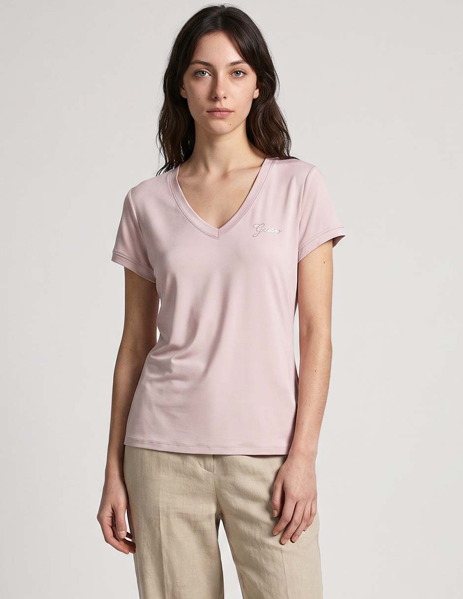 Playera manga corta cuello redondo para mujer
