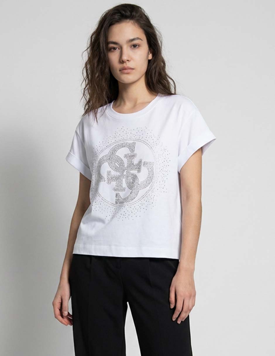 Playera manga corta cuello redondo para mujer
