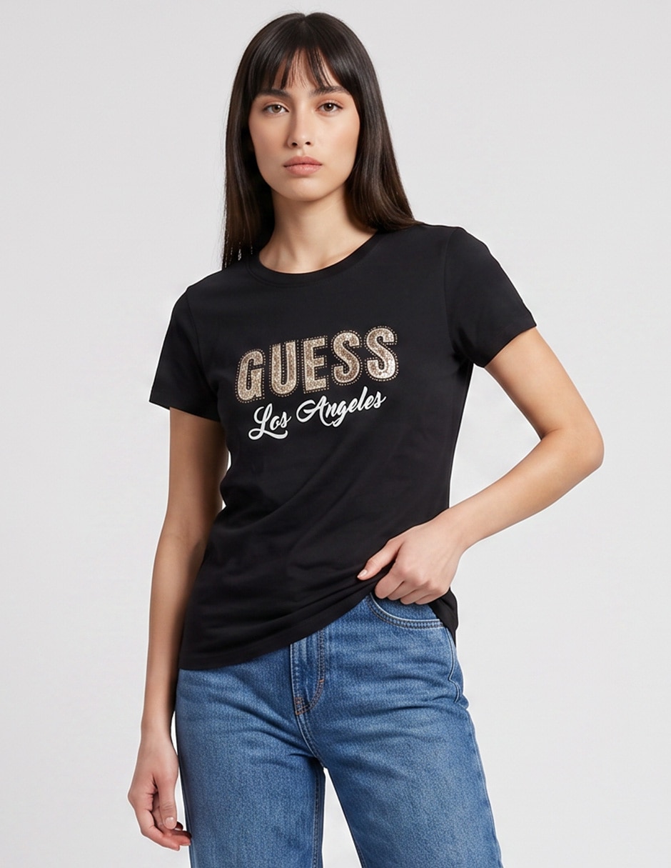 Playera manga corta cuello redondo para mujer