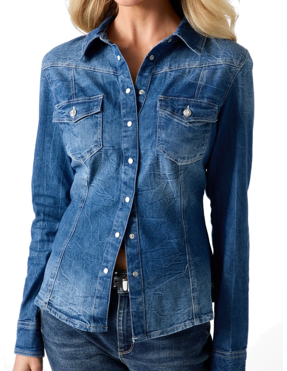 Camisa de algodón manga larga para mujer