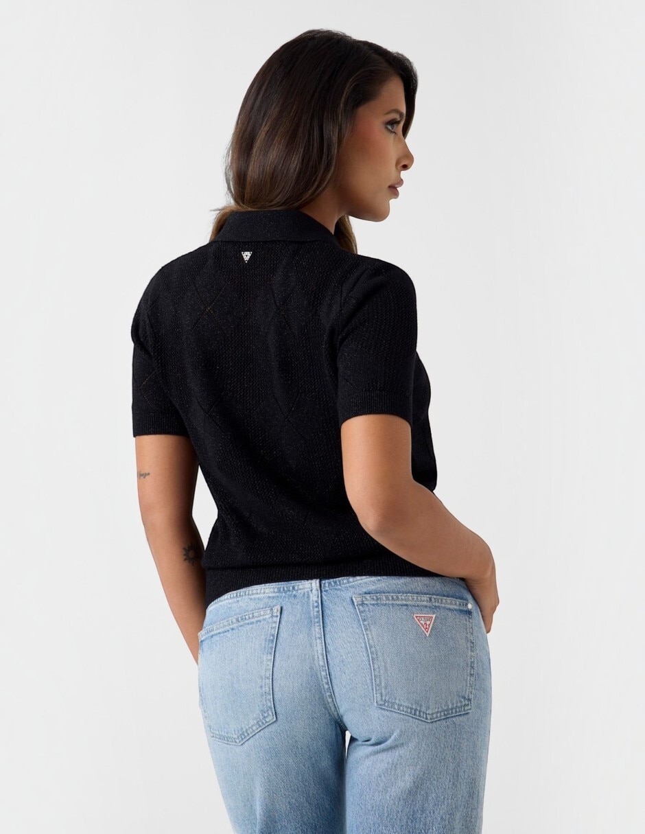 Playera manga corta cuello polo para mujer 4