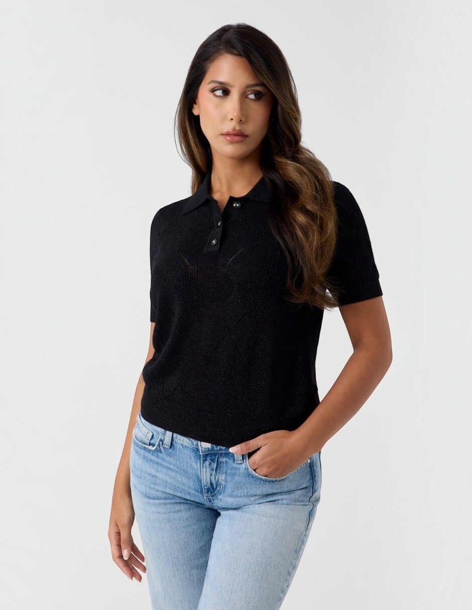 Playera manga corta cuello polo para mujer 2