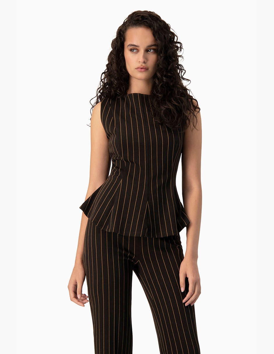 Blusa peplum sin manga para mujer