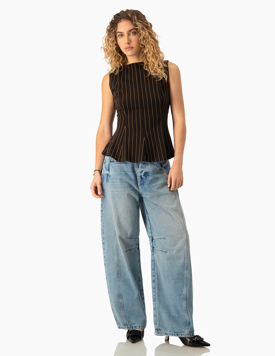 Blusa peplum sin manga para mujer 5