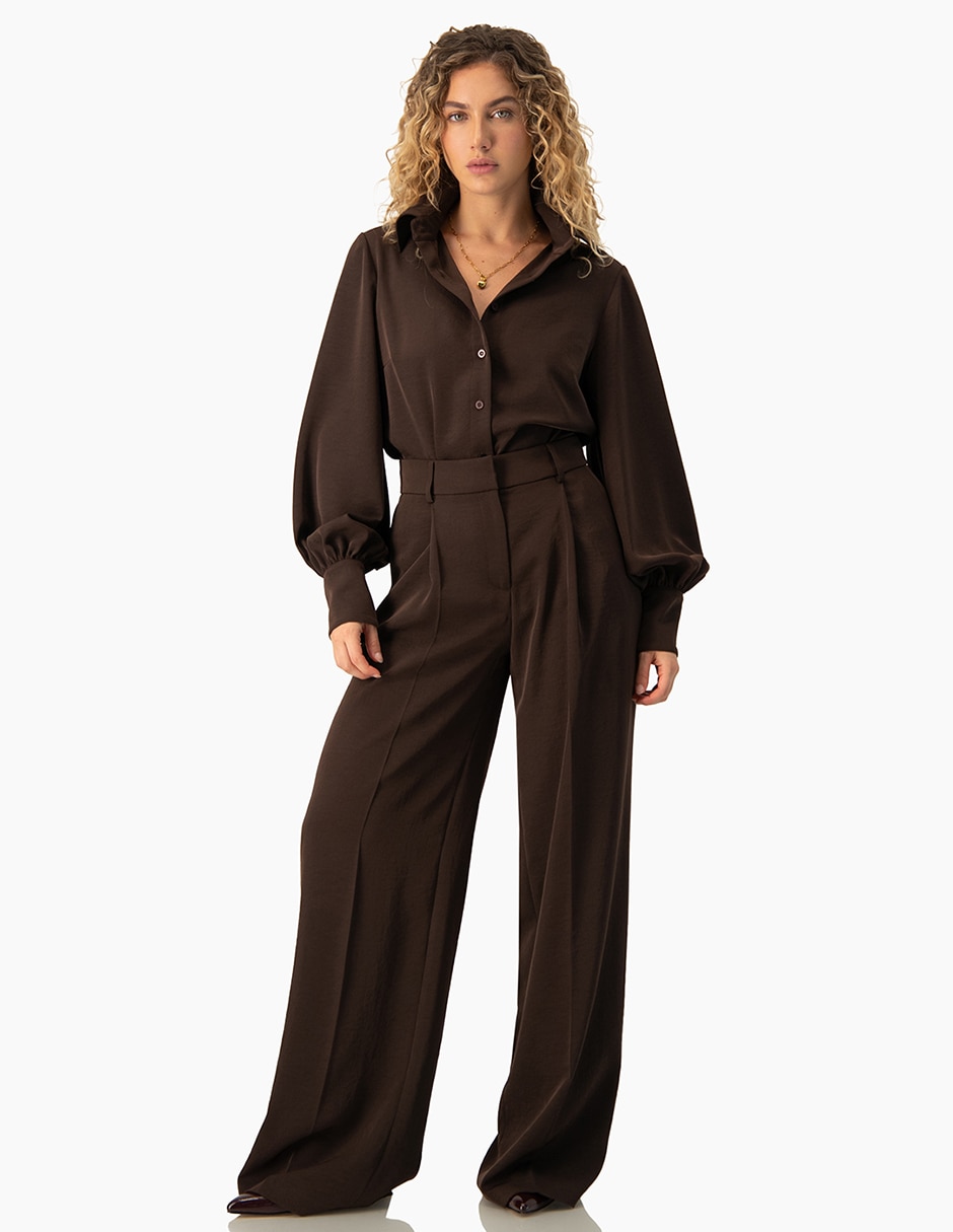 Pantalón regular amplio para mujer 4