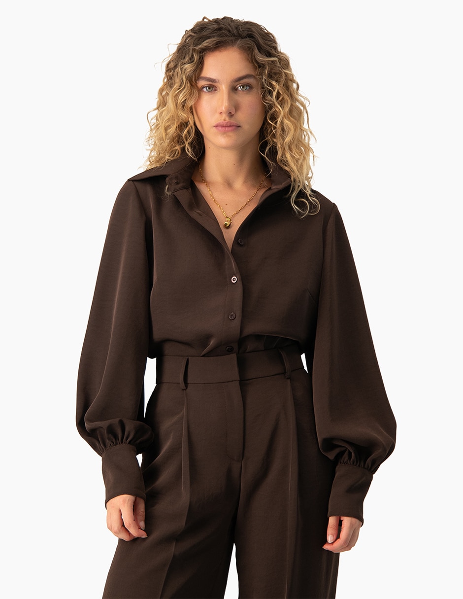 Blusa camisera manga larga para mujer