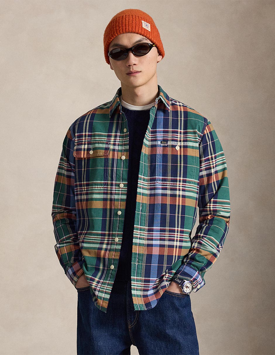 Sobrecamisa casual de algodón manga larga para hombre Sobrecamisa casual de algodón manga larga para hombre