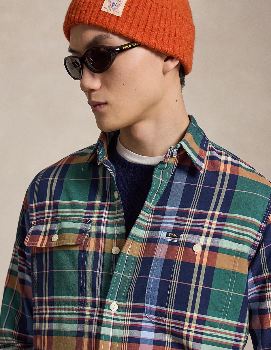 Sobrecamisa casual de algodón manga larga para hombre 4