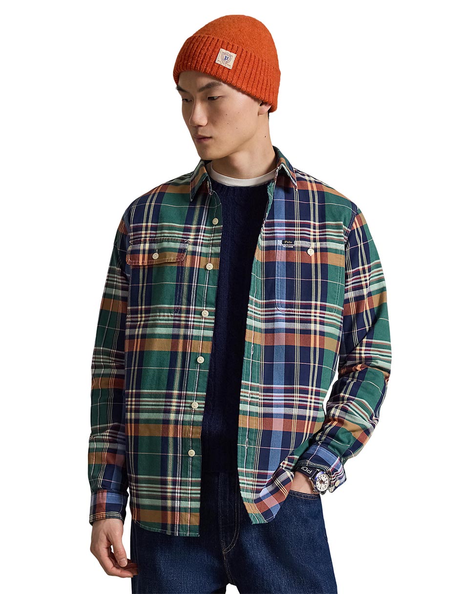 Sobrecamisa casual de algodón manga larga para hombre 2
